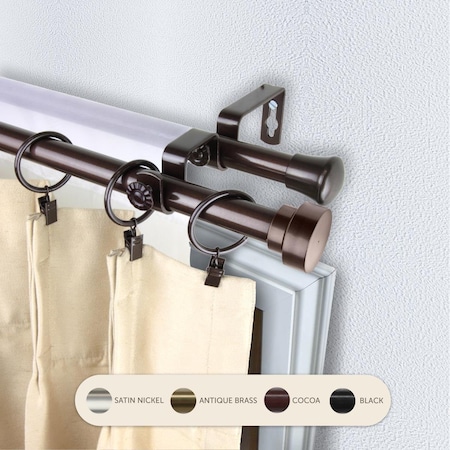 Central Design 0.8125 in. Cappa Double Curtain Rod with 120 to 170 in. Extension, Cocoa 4737-997